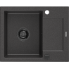 Mexen Enzo zlewozmywak granitowy 1-komorowy z ociekaczem 576 x 465 mm, czarny nakrapiany, syfon czarny - 6506571005-76-B