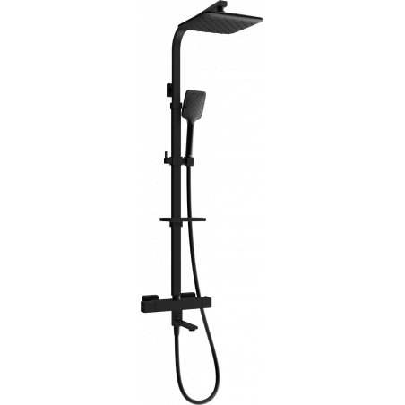 Mexen CQ62 zestaw wannowo-prysznicowy z deszczownicą i baterią termostatyczną, czarny - 779106295-70