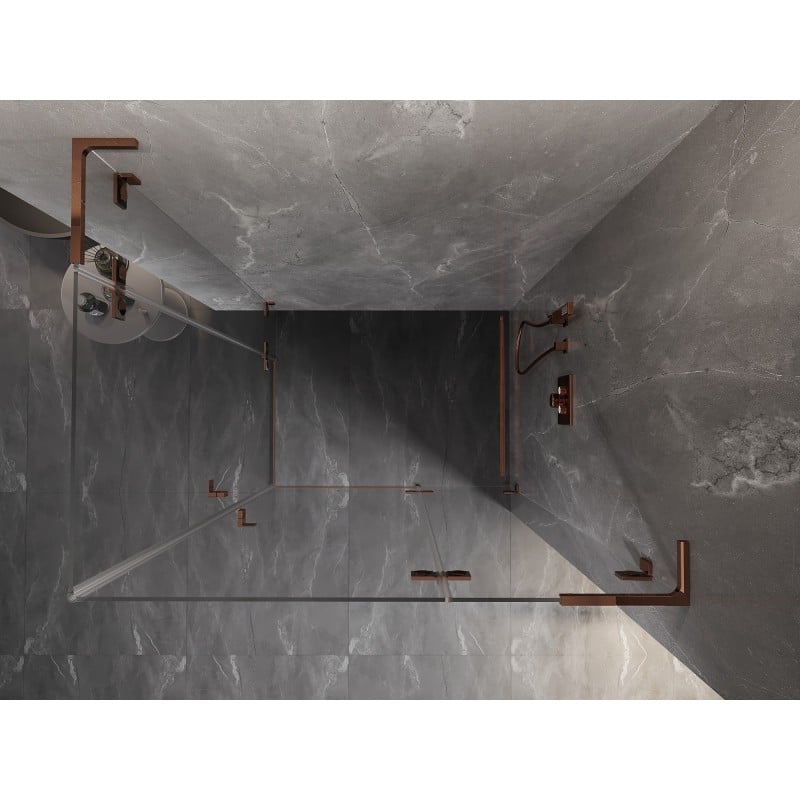 Mexen Lunar L Duo kabina prysznicowa uchylna prawa 75 x 70 cm, transparent, różowe złoto - 834L-075P-070L-60-00