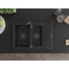 Mexen Gaspar zlewozmywak granitowy 1,5-komorowy z ociekaczem 737 x 475 mm, czarny, syfon czarny - 6507731505-77-B