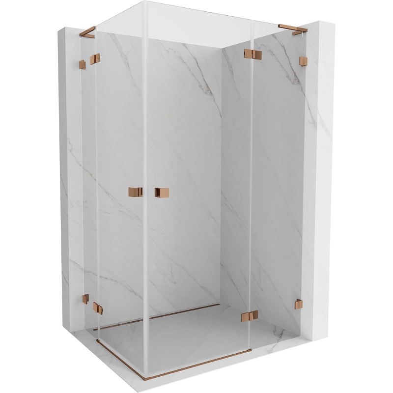 Mexen Lunar L Duo kabina prysznicowa uchylna prawa 95 x 90 cm, transparent, różowe złoto - 834L-095P-090L-60-00