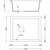 Mexen Pedro zlewozmywak granitowy 1-komorowy 560 x 460 mm, czarny/srebrny metalik, syfon czarny - 6508561000-73-B