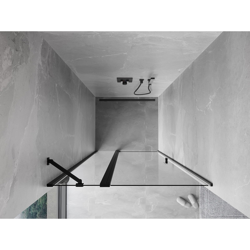 Mexen Mist drzwi prysznicowe uchylne 80 cm, transparent, czarne - 8A4-080-000-70-00