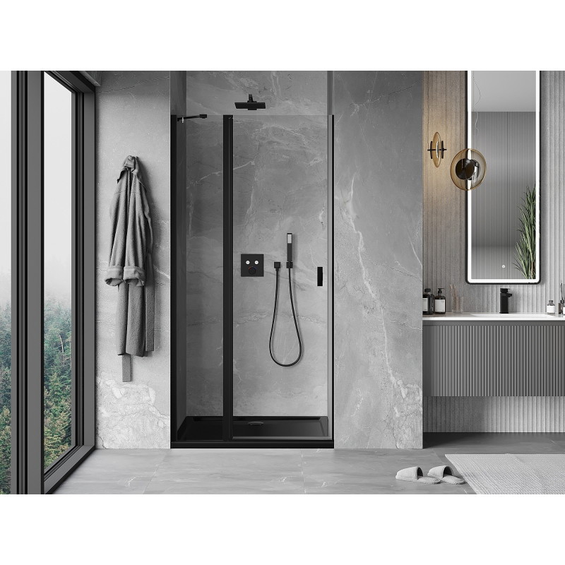 Mexen Mist drzwi prysznicowe uchylne 105 cm, transparent, czarne - 8A4-105-000-70-00