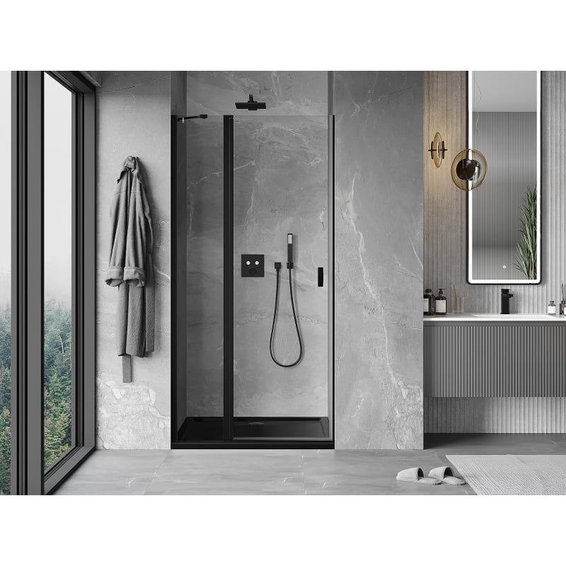 Mexen Mist drzwi prysznicowe uchylne 120 cm, transparent, czarne - 8A4-120-000-70-00