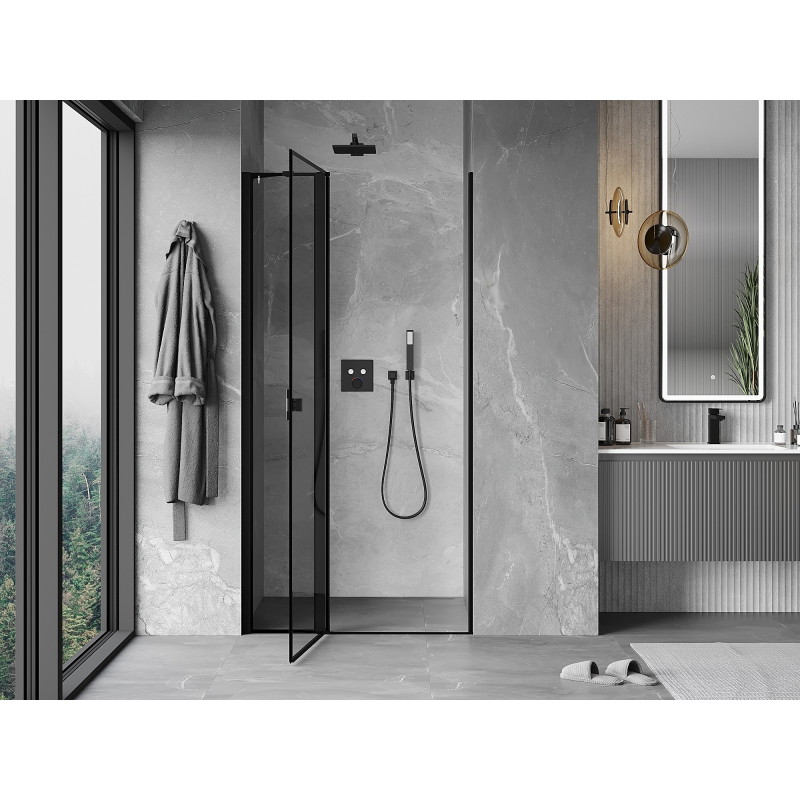 Mexen Mist drzwi prysznicowe uchylne lewe 90 cm, czarna ramka, czarne - 8A4-090-000-70-70-L