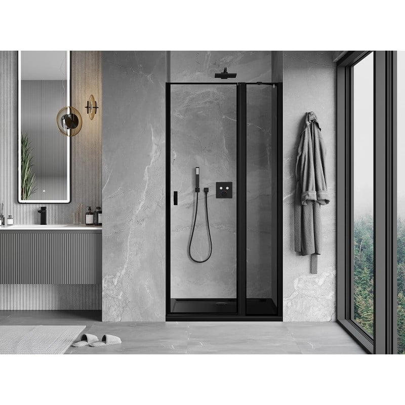 Mexen Mist drzwi prysznicowe uchylne prawe 80 cm, czarna ramka, czarne - 8A4-080-000-70-70-P