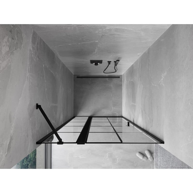 Mexen Mist drzwi prysznicowe uchylne lewe 110 cm, czarna kratka, czarne - 8A4-110-000-70-77-L
