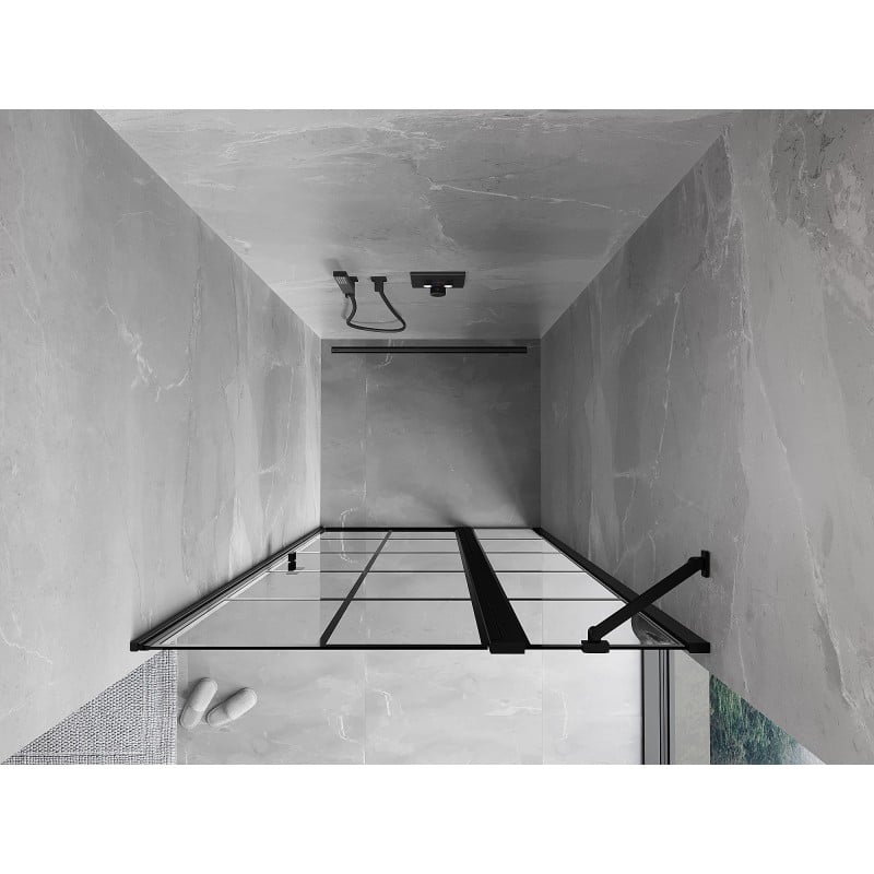 Mexen Mist drzwi prysznicowe uchylne prawe 80 cm, czarna kratka, czarne - 8A4-080-000-70-77-P