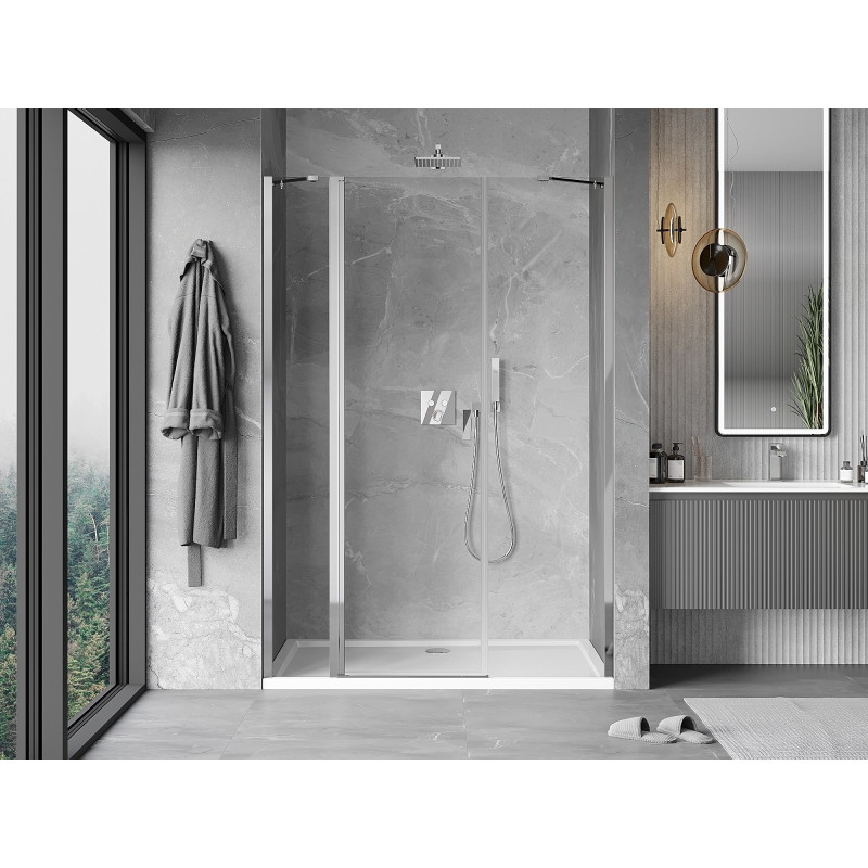 Mexen Mist drzwi prysznicowe uchylne 135 cm, transparent, chrom - 8A4-135-001-01-00