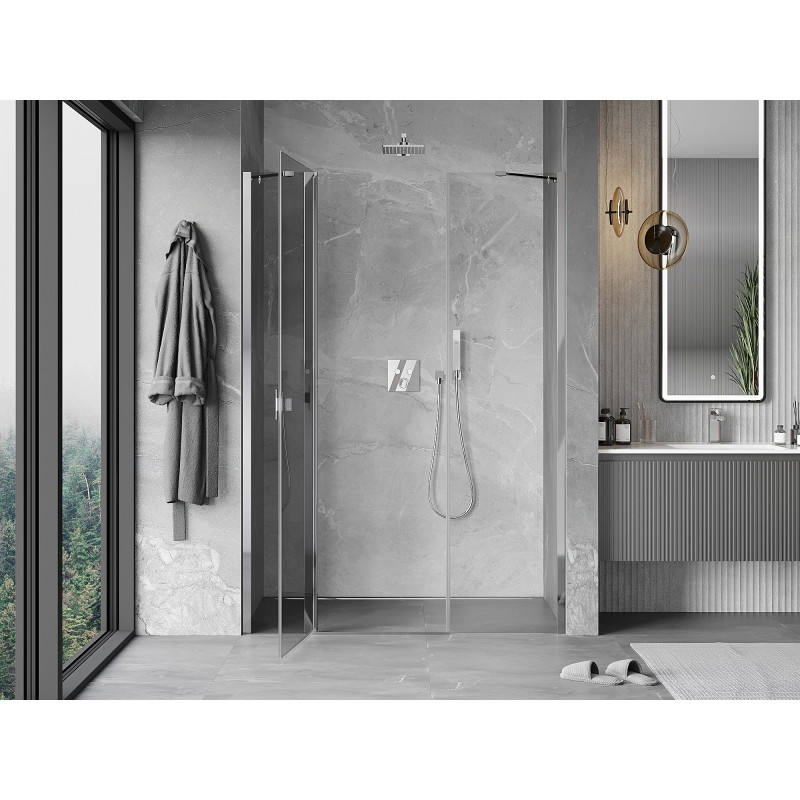 Mexen Mist drzwi prysznicowe uchylne 140 cm, transparent, chrom - 8A4-140-001-01-00