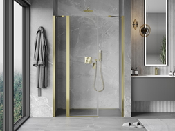 Mexen Mist drzwi prysznicowe uchylne 160 cm, transparent, złote - 8A4-160-001-50-00