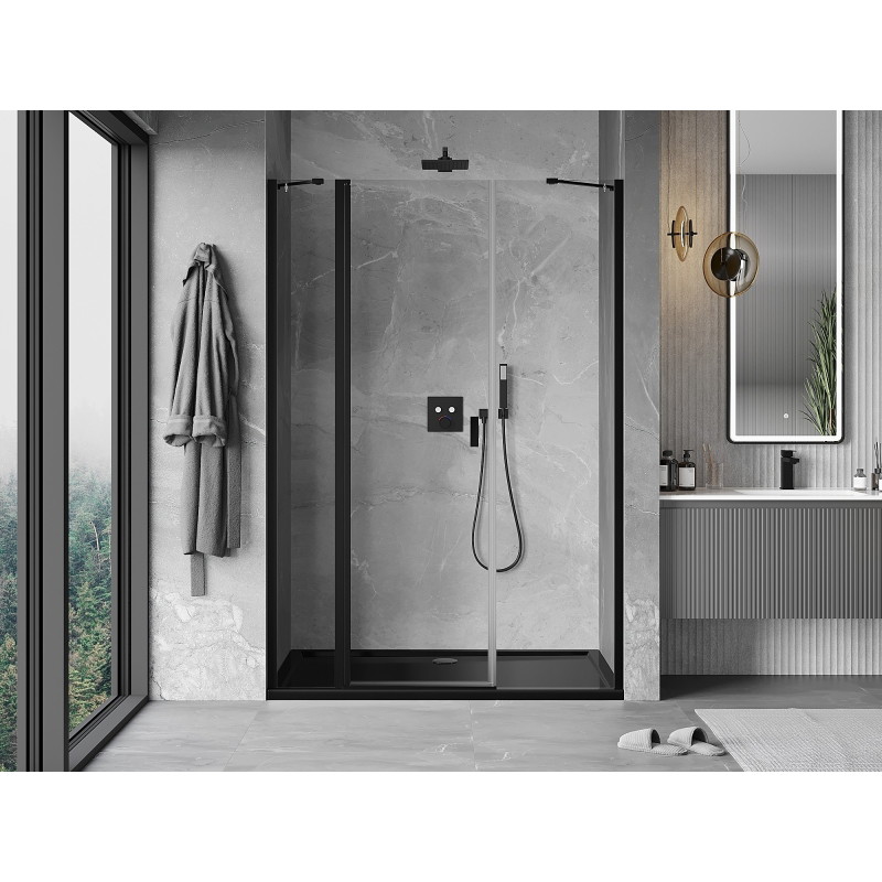 Mexen Mist drzwi prysznicowe uchylne 140 cm, transparent, czarne - 8A4-140-001-70-00