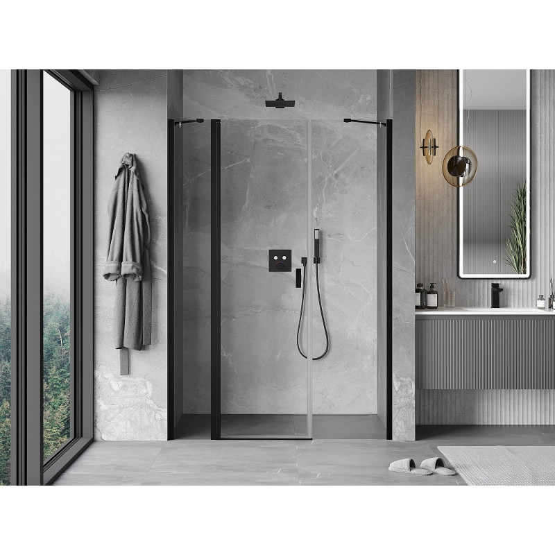 Mexen Mist drzwi prysznicowe uchylne 160 cm, transparent, czarne - 8A4-160-001-70-00