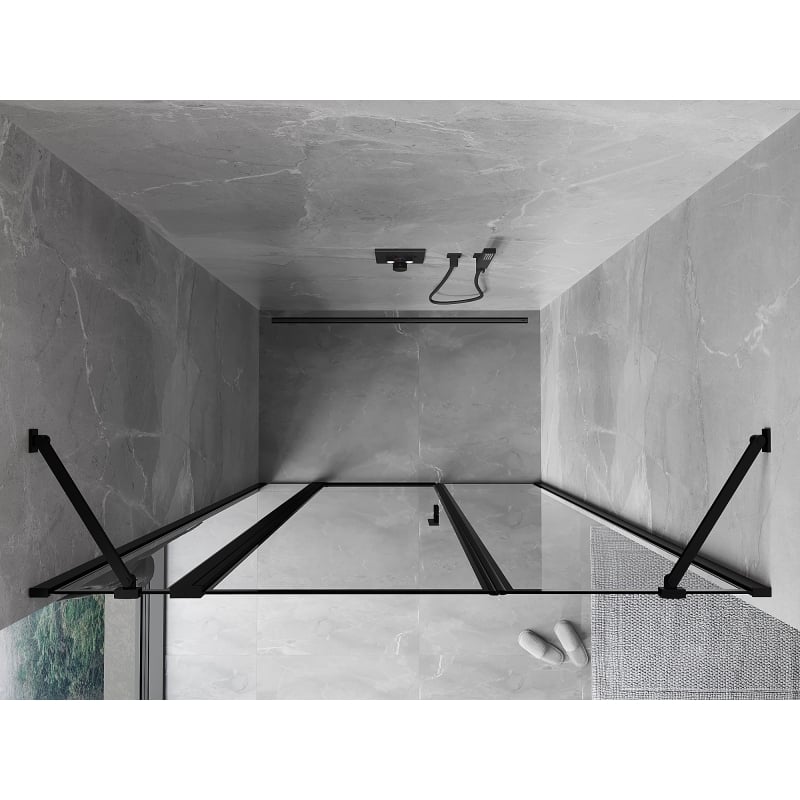 Mexen Mist drzwi prysznicowe uchylne lewe 135 cm, czarna ramka, czarne - 8A4-135-001-70-70-L