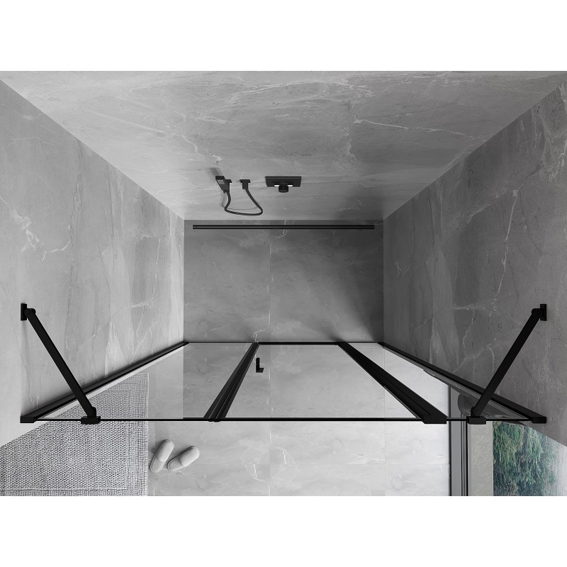 Mexen Mist drzwi prysznicowe uchylne prawe 140 cm, czarna ramka, czarne - 8A4-140-001-70-70-P