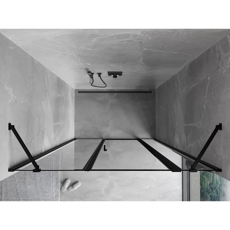 Mexen Mist drzwi prysznicowe uchylne prawe 155 cm, czarna ramka, czarne - 8A4-155-001-70-70-P