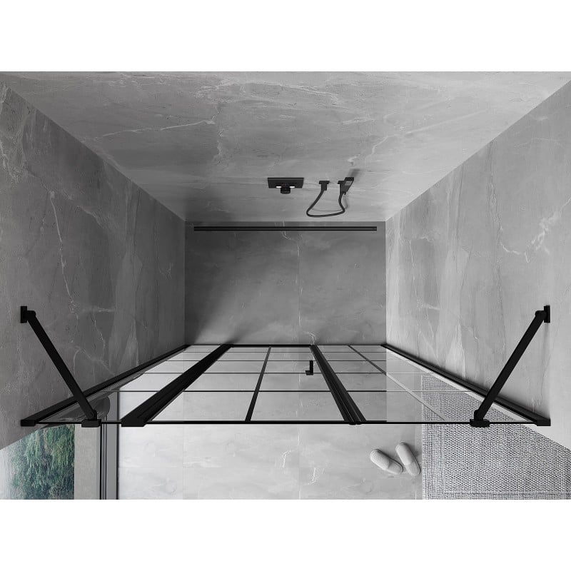 Mexen Mist drzwi prysznicowe uchylne lewe 150 cm, czarna kratka, czarne - 8A4-150-001-70-77-L