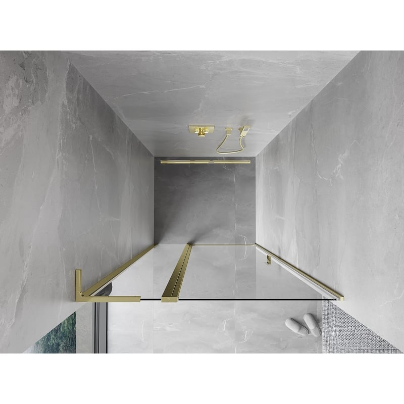Mexen Mist L drzwi prysznicowe uchylne 115 cm, transparent, złote - 8A4L-115-000-50-00