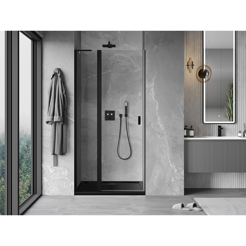 Mexen Mist L drzwi prysznicowe uchylne 100 cm, transparent, czarne - 8A4L-100-000-70-00