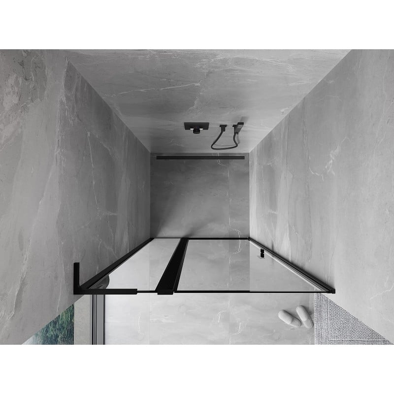 Mexen Mist L drzwi prysznicowe uchylne lewe 90 cm, czarna ramka, czarne - 8A4L-090-000-70-70-L