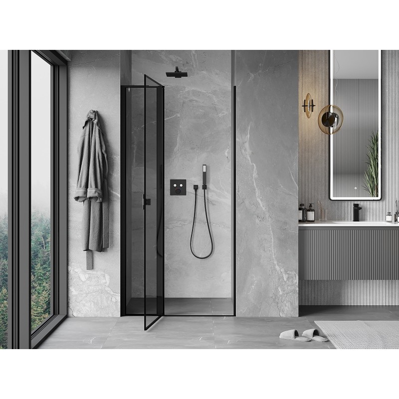 Mexen Mist L drzwi prysznicowe uchylne lewe 90 cm, czarna ramka, czarne - 8A4L-090-000-70-70-L