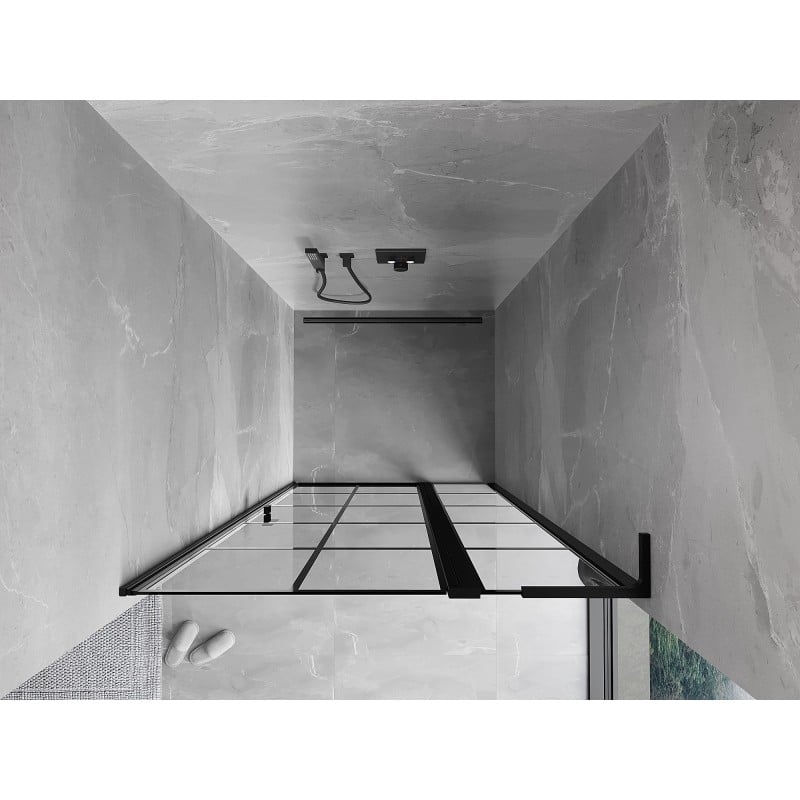 Mexen Mist L drzwi prysznicowe uchylne prawe 95 cm, czarna kratka, czarne - 8A4L-095-000-70-77-P
