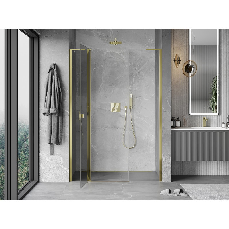 Mexen Mist L drzwi prysznicowe uchylne 160 cm, transparent, złote - 8A4L-160-001-50-00