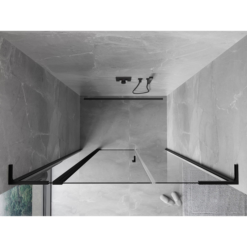 Mexen Mist L drzwi prysznicowe uchylne 155 cm, transparent, czarne - 8A4L-155-001-70-00