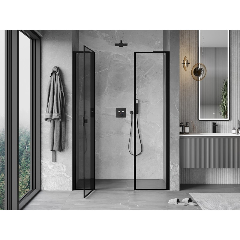 Mexen Mist L drzwi prysznicowe uchylne lewe 150 cm, czarna ramka, czarne - 8A4L-150-001-70-70-L