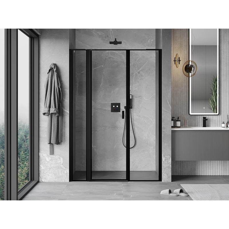 Mexen Mist L drzwi prysznicowe uchylne lewe 155 cm, czarna ramka, czarne - 8A4L-155-001-70-70-L