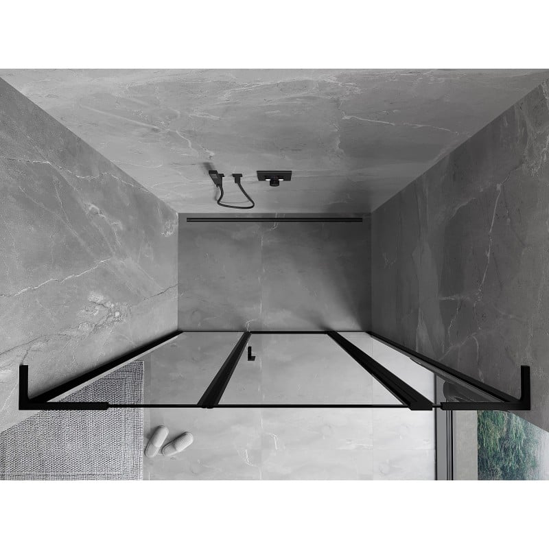 Mexen Mist L drzwi prysznicowe uchylne prawe 145 cm, czarna ramka, czarne - 8A4L-145-001-70-70-P