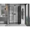 Mexen Mist L drzwi prysznicowe uchylne prawe 145 cm, czarna kratka, czarne - 8A4L-145-001-70-77-P