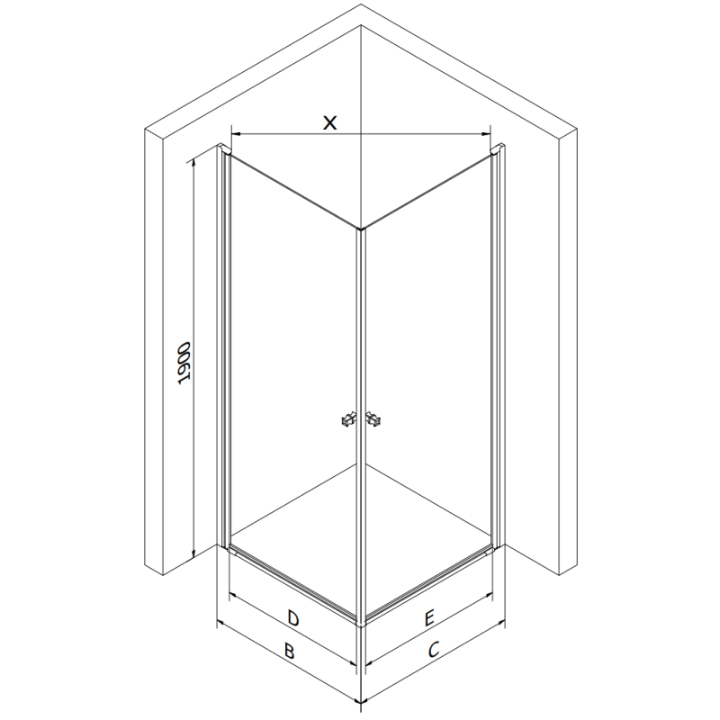 Mexen Pretoria Duo kabina prysznicowa uchylna 70 x 70 cm, transparent, czarna - 852-070-070-70-00-02