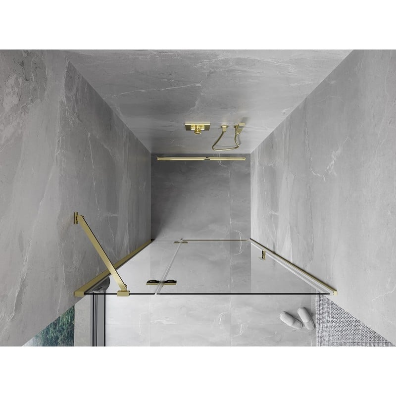 Mexen Mist-H drzwi prysznicowe uchylne lewe 115 cm, transparent, złote - 8A5-115-000-50-00-L