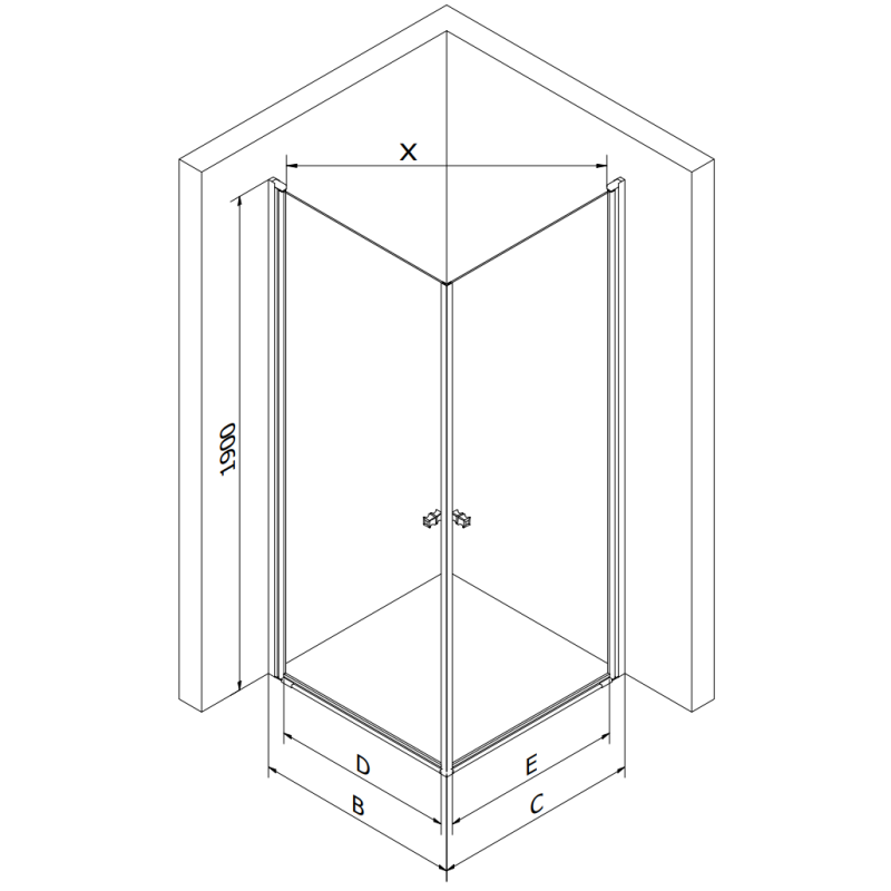 Mexen Pretoria Duo kabina prysznicowa uchylna 90 x 90 cm, transparent, czarna - 852-090-090-70-00-02