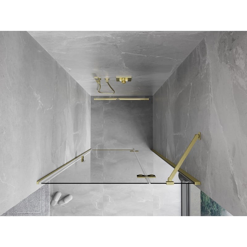 Mexen Mist-H drzwi prysznicowe uchylne prawe 115 cm, transparent, złote szczotkowane - 8A5-115-000-55-00-P