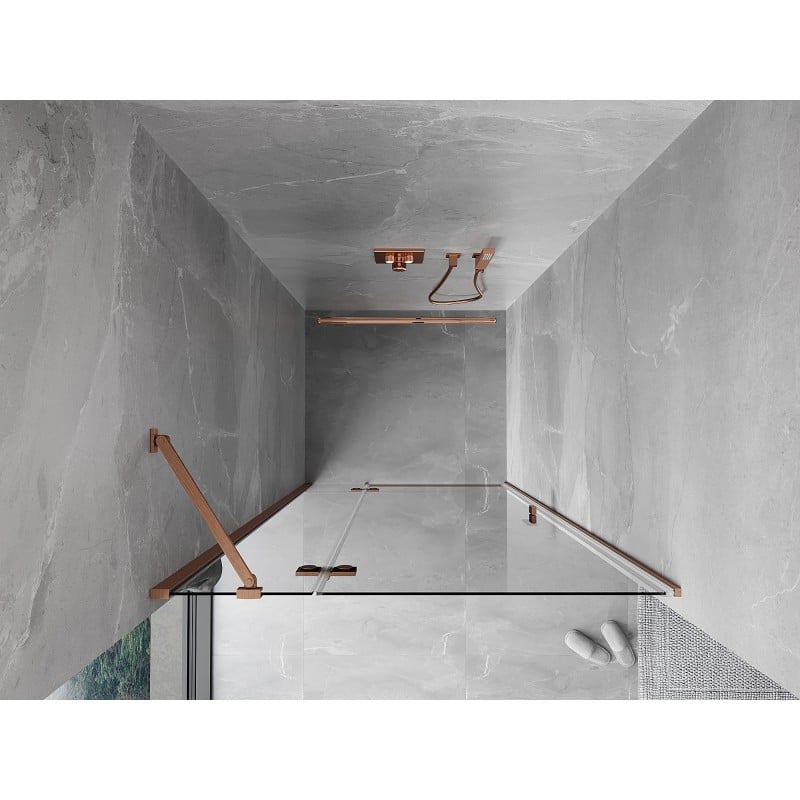 Mexen Mist-H drzwi prysznicowe uchylne lewe 80 cm, transparent, miedź szczotkowana - 8A5-080-000-65-00-L