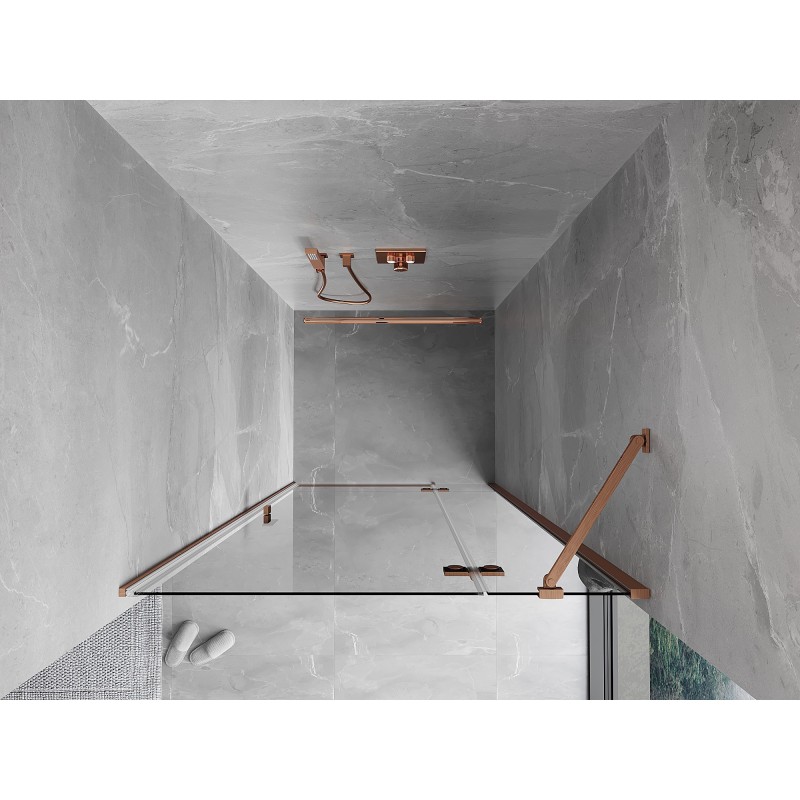 Mexen Mist-H drzwi prysznicowe uchylne prawe 75 cm, transparent, miedź szczotkowana - 8A5-075-000-65-00-P