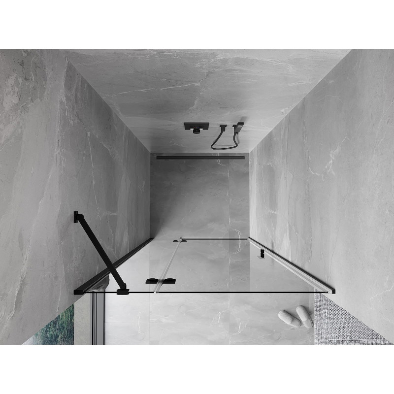 Mexen Mist-H drzwi prysznicowe uchylne lewe 75 cm, transparent, czarne - 8A5-075-000-70-00-L
