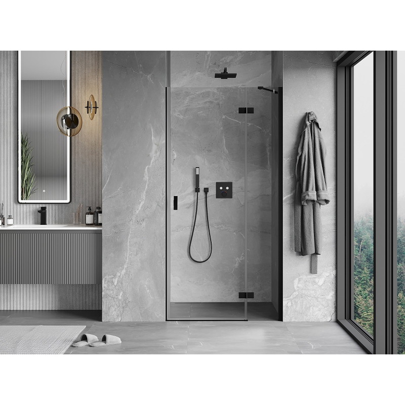 Mexen Mist-H drzwi prysznicowe uchylne prawe 80 cm, transparent, czarne - 8A5-080-000-70-00-P