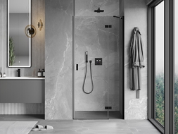 Mexen Mist-H drzwi prysznicowe uchylne prawe 110 cm, transparent, czarne - 8A5-110-000-70-00-P