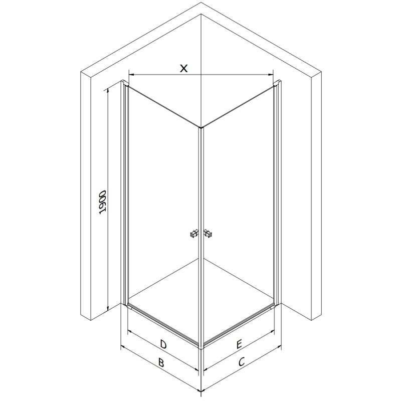 Mexen Pretoria Duo kabina prysznicowa uchylna 80 x 70 cm, transparent, czarna + brodzik Flat - 852-080-070-70-02-4010B