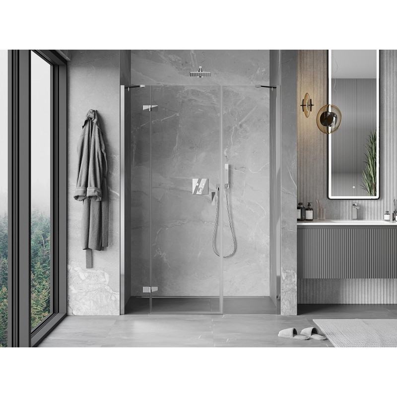 Mexen Mist-H drzwi prysznicowe uchylne lewe 125 cm, transparent, chrom - 8A5-125-001-01-00-L