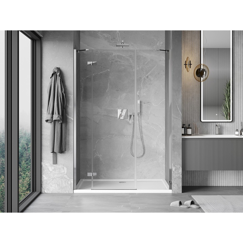 Mexen Mist-H drzwi prysznicowe uchylne lewe 145 cm, transparent, chrom - 8A5-145-001-01-00-L