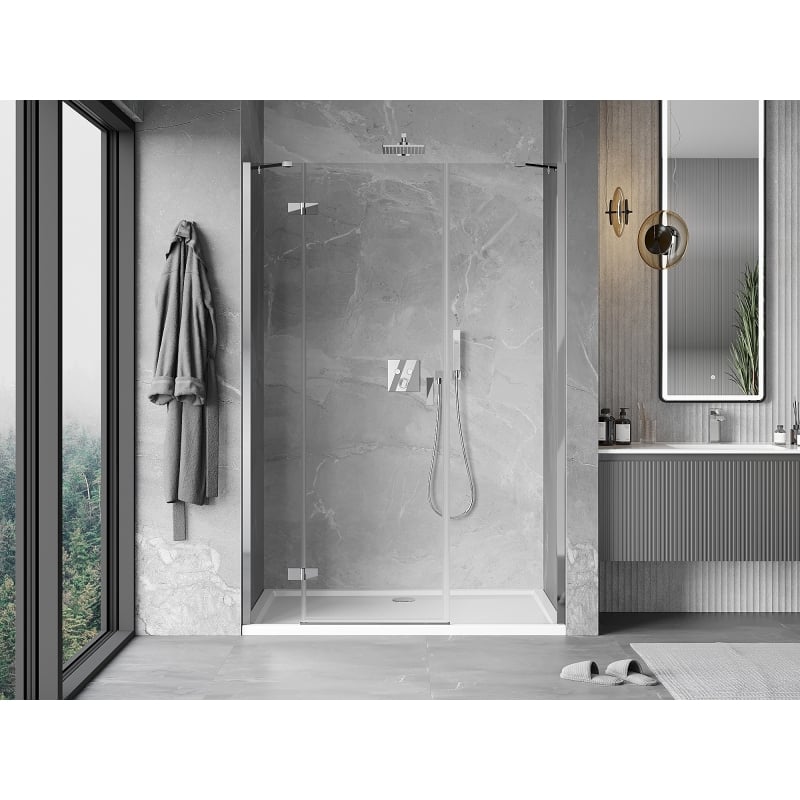 Mexen Mist-H drzwi prysznicowe uchylne lewe 155 cm, transparent, chrom - 8A5-155-001-01-00-L