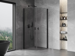 Mexen Mist kabina prysznicowa półokrągła uchylna 80 x 80 cm, transparent, czarna - 8A31-080-080-70-00