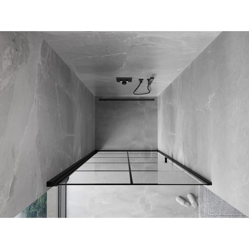 Mexen Mist-B drzwi prysznicowe uchylne lewe 80 cm, czarna kratka, czarne - 8A2-080-000-70-77-L