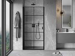 Mexen Mist-B drzwi prysznicowe uchylne lewe 100 cm, czarna kratka, czarne - 8A2-100-000-70-77-L