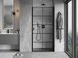 Mexen Mist-B drzwi prysznicowe uchylne prawe 80 cm, czarna kratka, czarne - 8A2-080-000-70-77-P